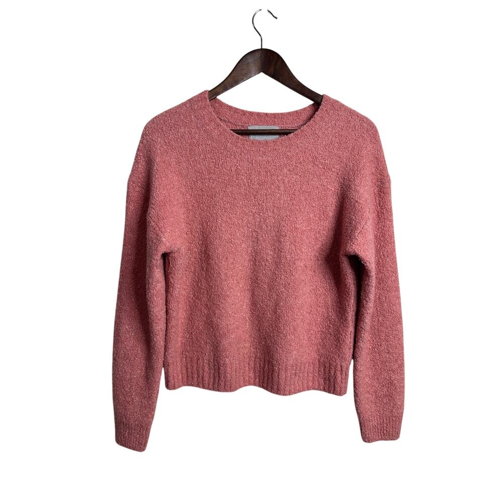 Everlane The Teddy Crew Neck Boucle Wool Knit Teddy Sweater in Coral Pink size M